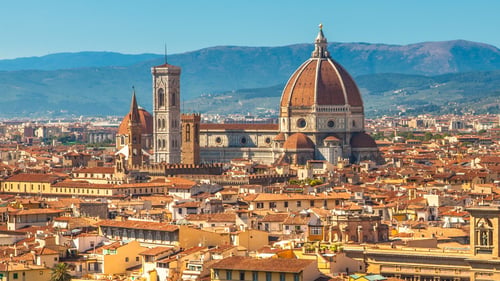 Aerial View over the Historic City of Florence, Tuscany, Italy