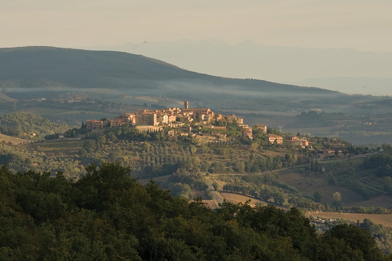 The town of Casole d'Elsa with landscape